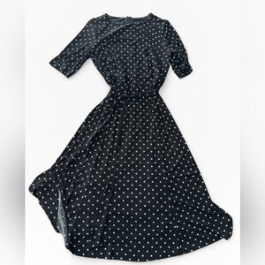 Anne Klein Black and White Polka Dot Belted Dress Size 8